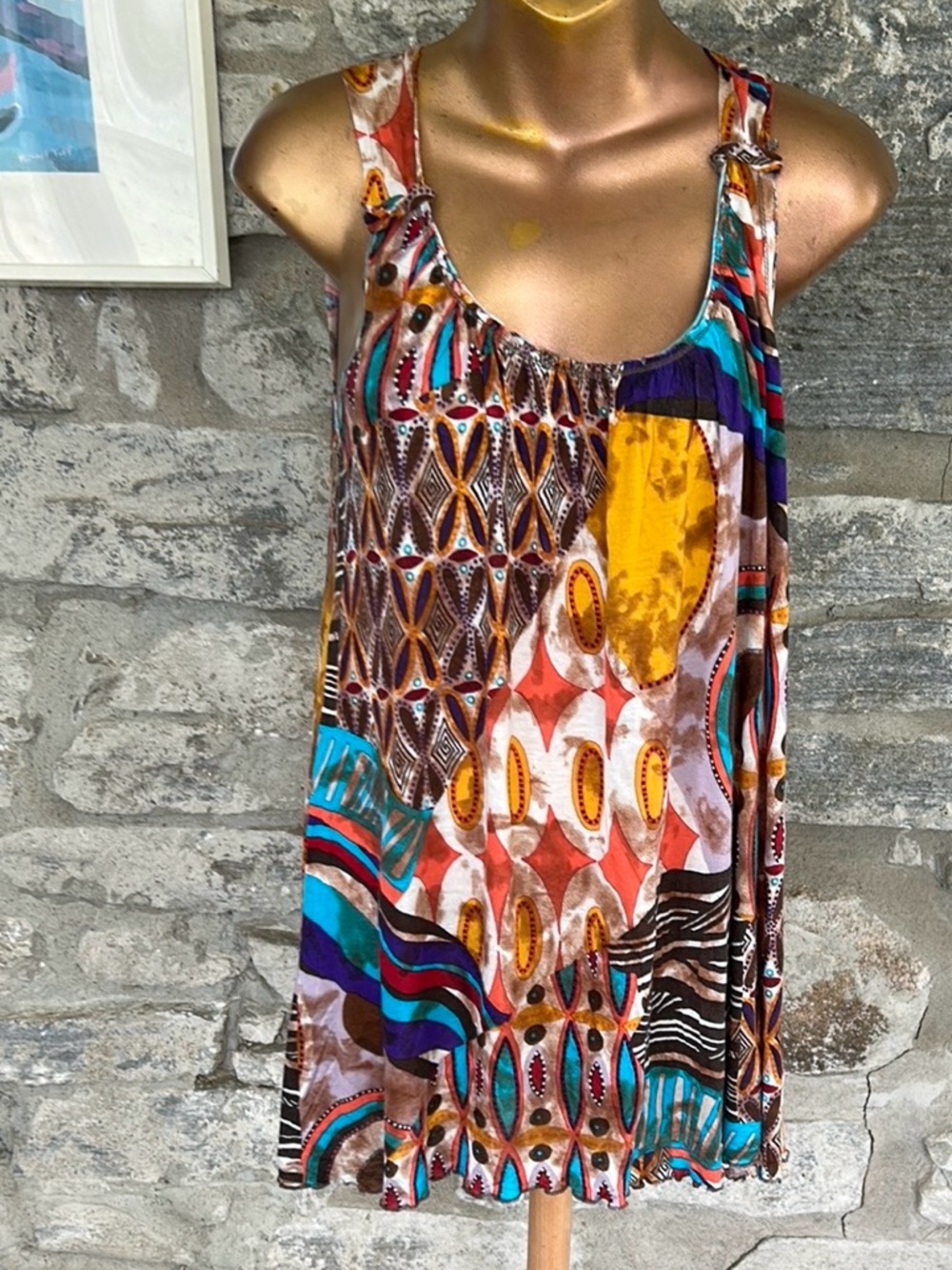 Multicolor Patterned Sleeveless Top